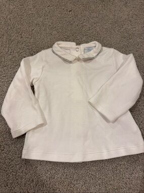 Mayoral Cream Long-Sleeve Top with Peter Pan Collar